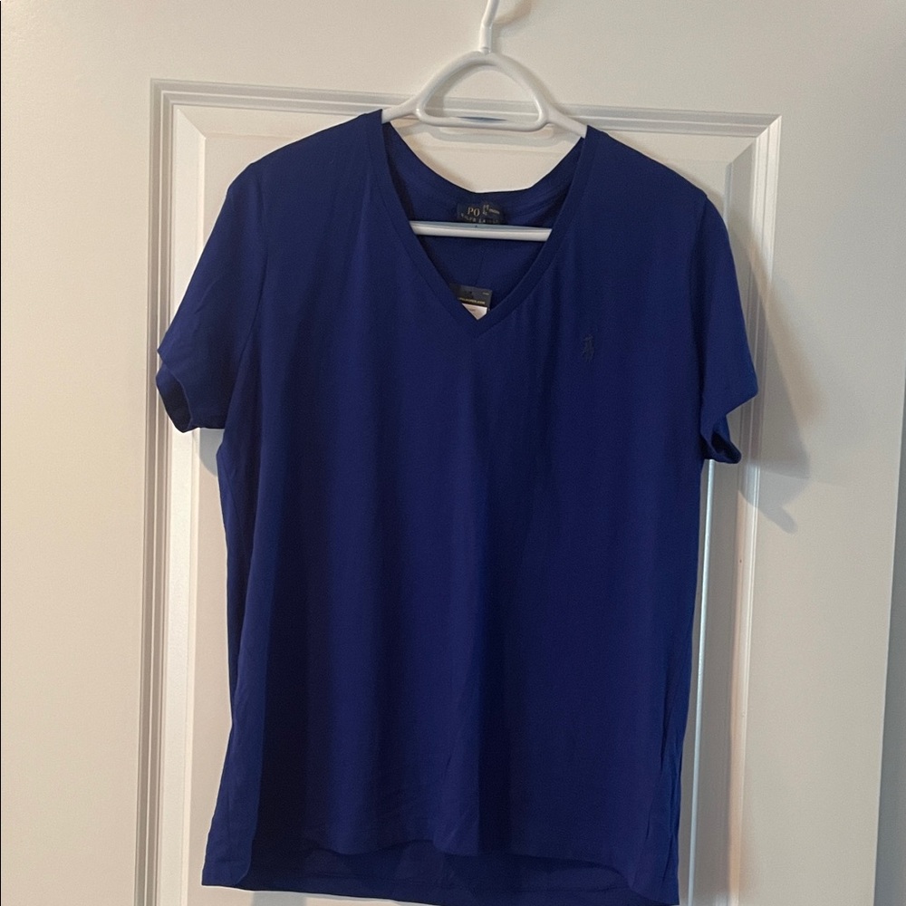 Polo by Ralph Lauren Women's Royal Blue V-Neck Tee